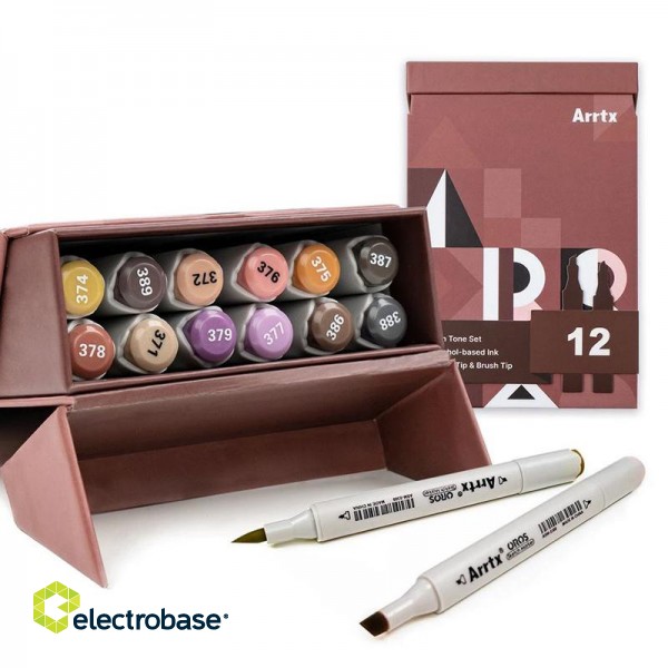 Double-sided Marker Pens ARRTX  Oros, 12 Colours, earth tone shade