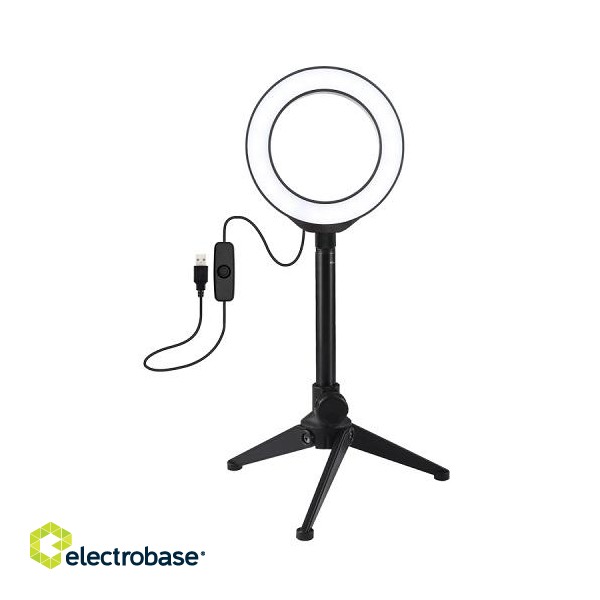 LED Ring Lamp 12cm with Desktop Tripod Mount up to 21.8cm, USB