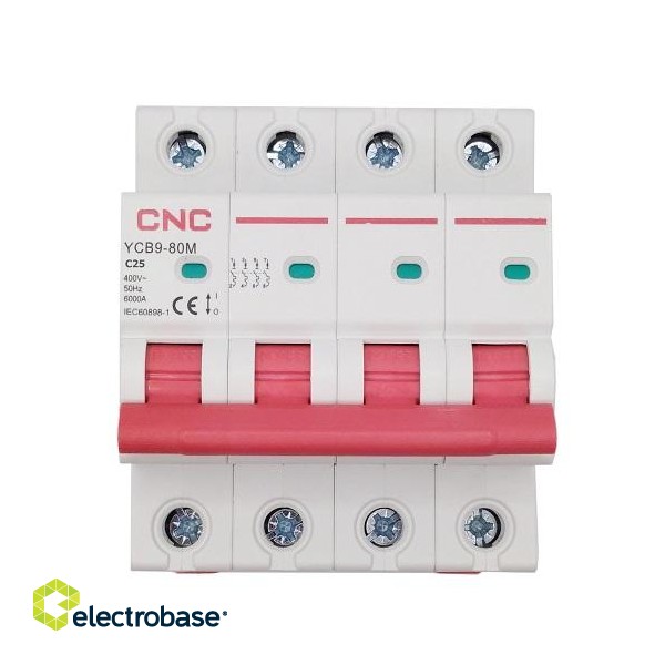 Miniature Circuit Breaker, 4P, 25A, Class C, 6kA