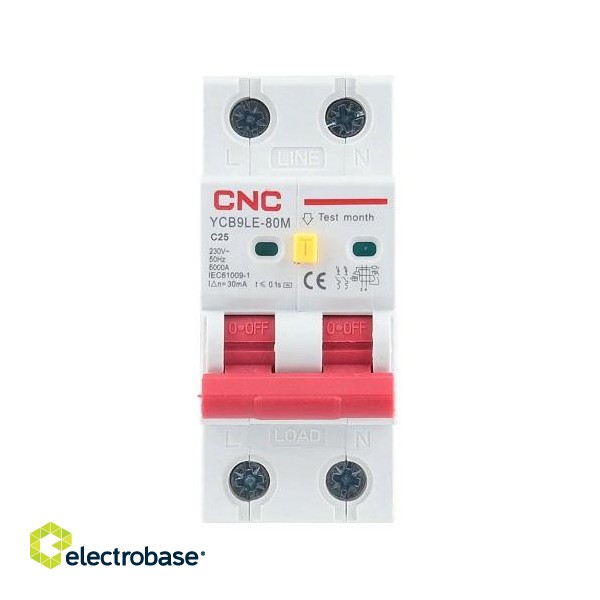 Residual Current Breaker with Over-Current, 2P, 25A, class C, 30mA, 6kA