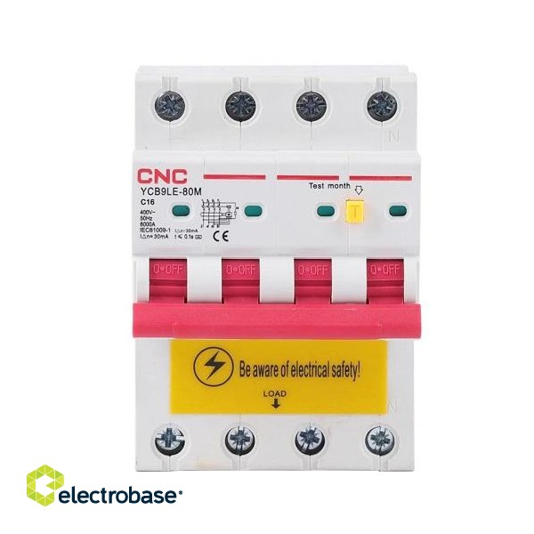 Residual Current Breaker with Over-Current, 4P, 16A, class C, 30mA, 6kA
