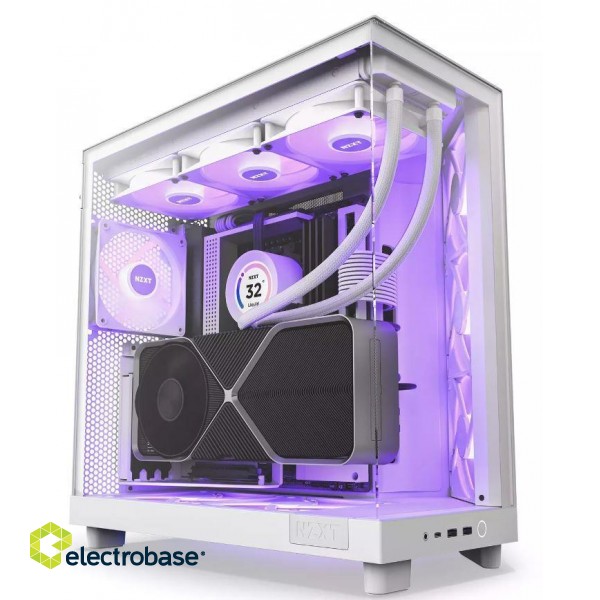 Case|NZXT|H6 Flow RGB|MidiTower|Case product features Transparent panel|Not included|ATX|MicroATX|MiniITX|Colour White|CC-H61FW-R1 фото 1