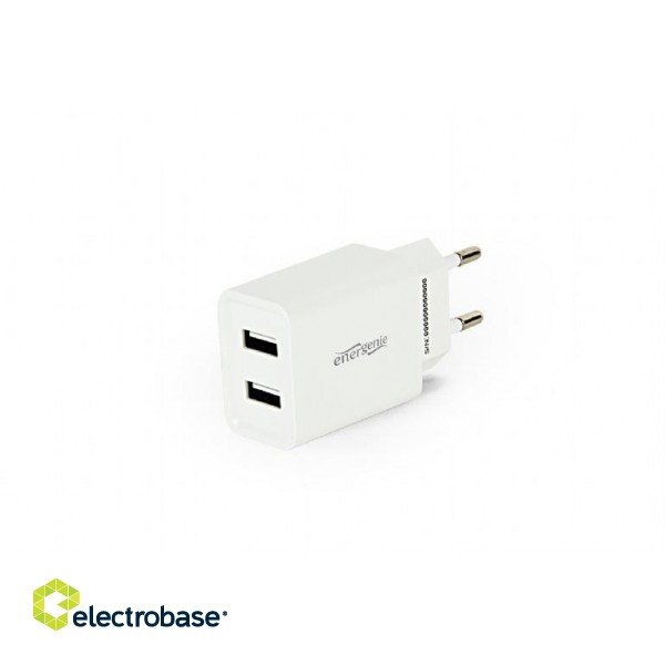 CHARGER USB UNIVERSAL WHITE/2PORT EG-U2C2A-03-W GEMBIRD image 1