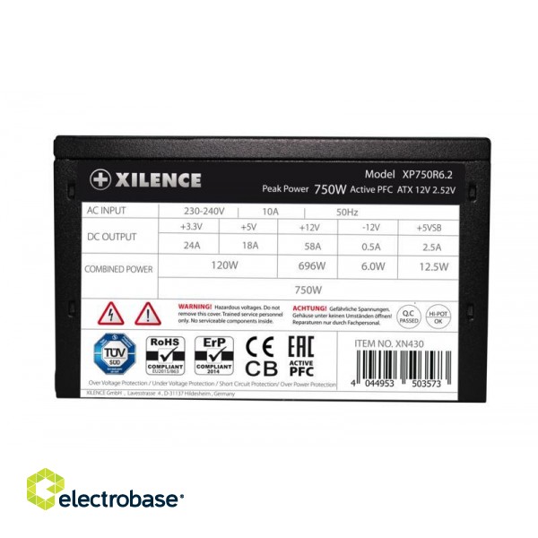 Power Supply|XILENCE|750 Watts|Efficiency 80 PLUS|PFC Active|XN430 paveikslėlis 5