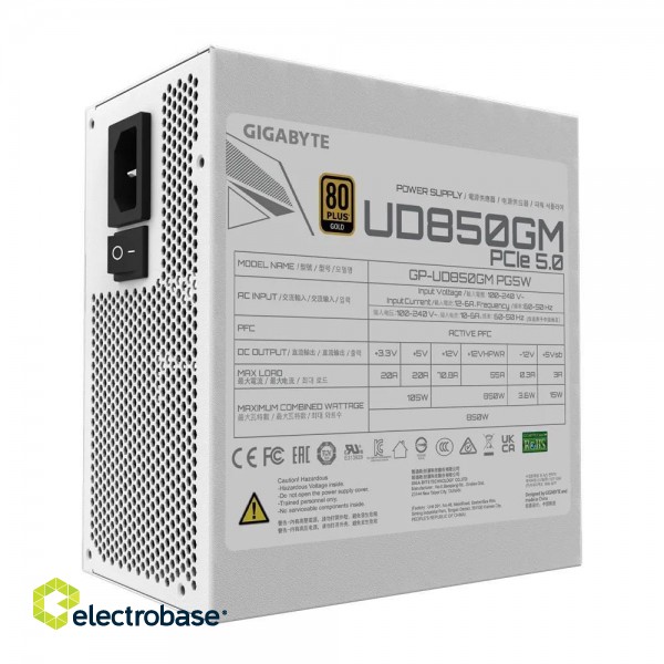 Power Supply|GIGABYTE|850 Watts|Efficiency 80 PLUS GOLD|PFC Active|MTBF 100000 hours|GP-UD850GMPG5W image 7