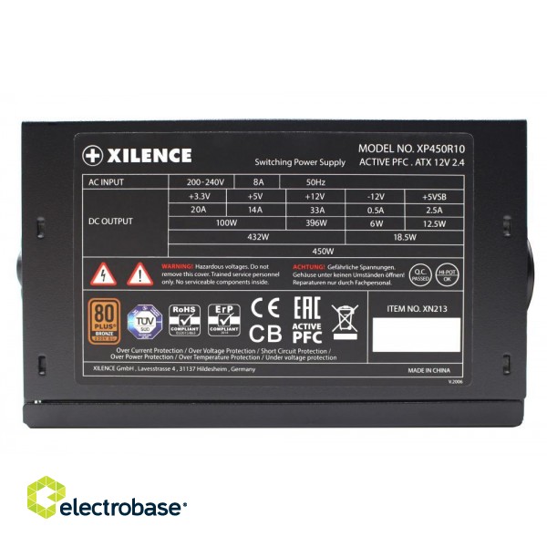 Power Supply|XILENCE|450 Watts|Efficiency 80 PLUS BRONZE|PFC Active|XN213 paveikslėlis 8