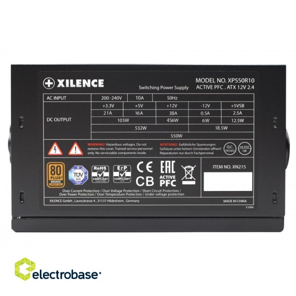Power Supply|XILENCE|550 Watts|Efficiency 80 PLUS BRONZE|PFC Active|XN215 image 7