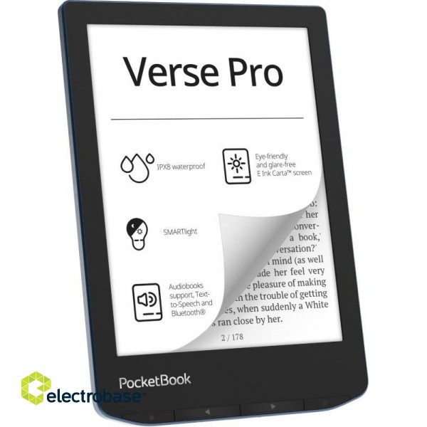 E-Reader|POCKETBOOK|Verse Pro|6"|1072x1448|1xUSB-C|Wireless LAN|Bluetooth|Azure|PB634-A-WW image 1