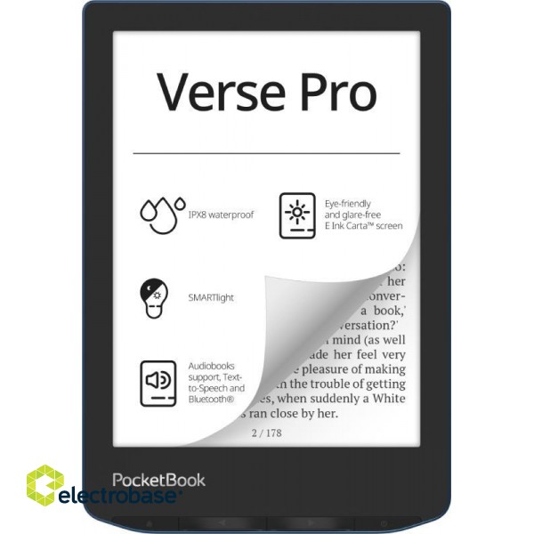 E-Reader|POCKETBOOK|Verse Pro|6"|1072x1448|1xUSB-C|Wireless LAN|Bluetooth|Azure|PB634-A-WW image 3