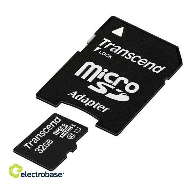 MEMORY MICRO SDHC 32GB W/ADAPT/CLASS10 TS32GUSDU1 TRANSCEND paveikslėlis 4