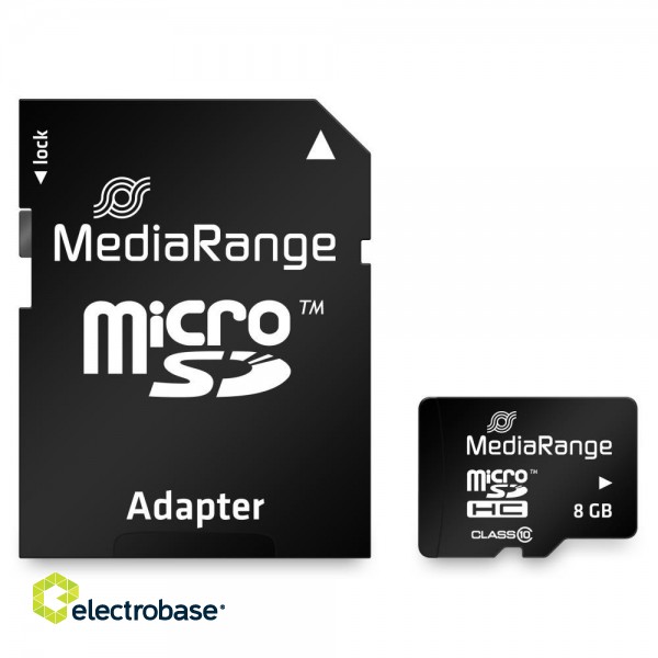 MEMORY MICRO SDHC 8GB C10/W/ADAPTER MR957 MEDIARANGE фото 1