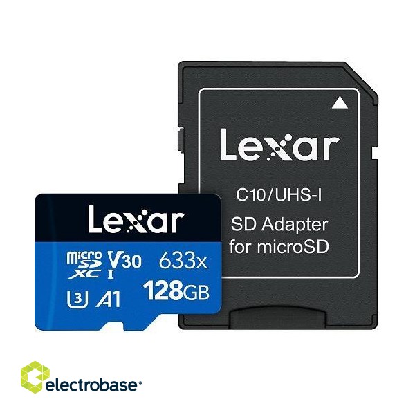 MEMORY MICRO SDXC 128GB UHS-I/W/ADAPTER LSDMI128BB633A LEXAR фото 1