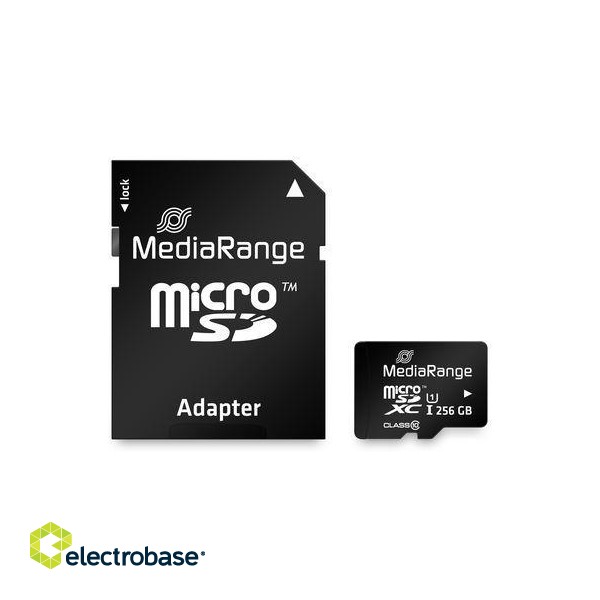 MEMORY MICRO SDXC 256GB UHS-1/W/ADAPTER MR946 MEDIARANGE paveikslėlis 1