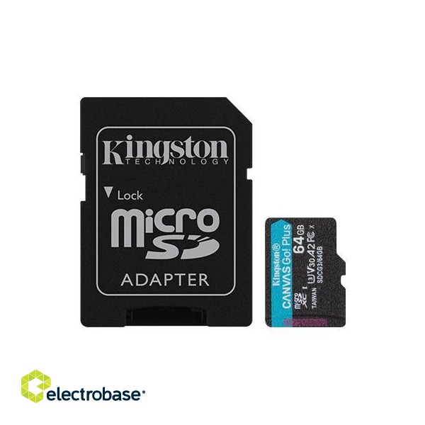 MEMORY MICRO SDXC 64GB UHS-I/W/ADAPTER SDCG3/64GB KINGSTON фото 1