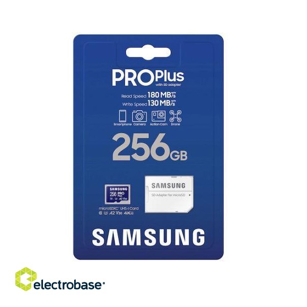 MEMORY MICRO SDXC PRO+ 256GB/W/ADAPT. MB-MD256SA/EU SAMSUNG фото 2