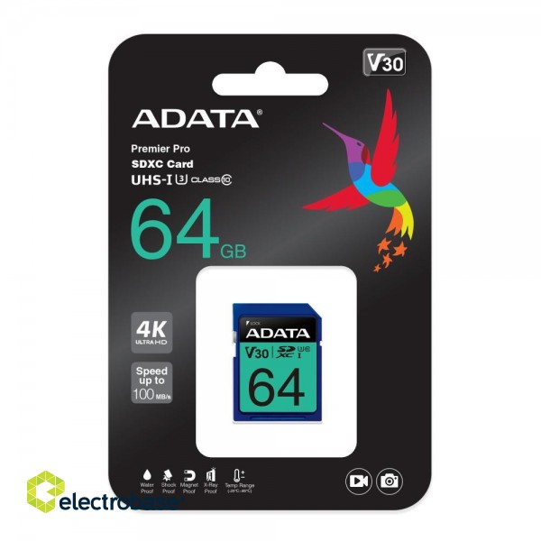 MEMORY SDXC 64GB V30/ASDX64GUI3V30S-R ADATA фото 2