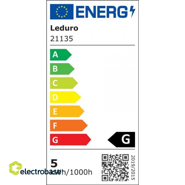 Light Bulb|LEDURO|Power consumption 5 Watts|Luminous flux 400 Lumen|3000 K|220-240V|Beam angle 250 degrees|21135 фото 2