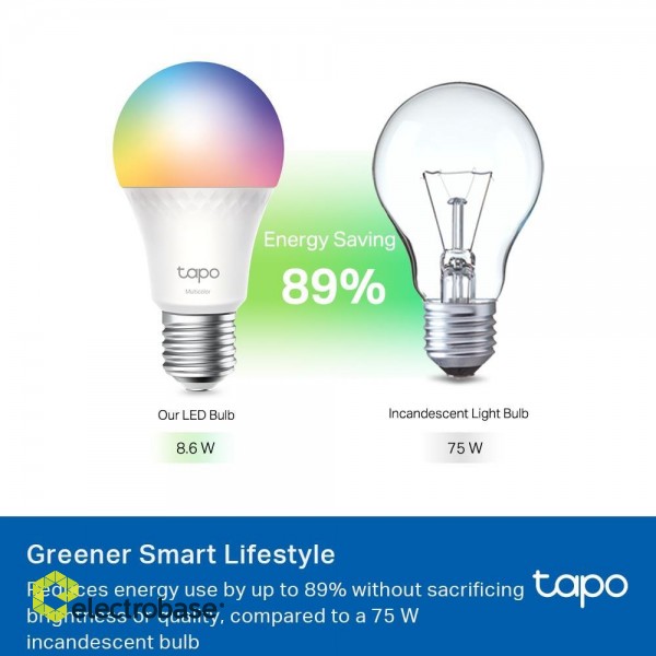 Smart Light Bulb|TP-LINK|Power consumption 8.6 Watts|Luminous flux 1055 Lumen|6500 K|240V|Beam angle 220 degrees|TAPOL535E image 3