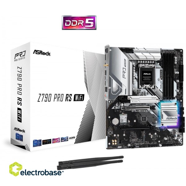 Mainboard|ASROCK|Intel Z790|LGA1700|ATX|Memory DDR5|Memory slots 4|2xPCI-Express 3.0 1x|1xPCI-Express 4.0 16x|1xPCI-Express 5.0 16x|4xM.2|1xHDMI|1xDisplayPort|4xUSB 2.0|3xUSB 3.2|1xUSB-C|1xPS/2|1xRJ45|3xAudio port|2xWiFi antenna port|Z790PRORSWIFI фото 1