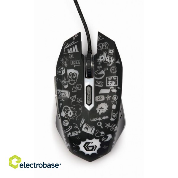 MOUSE USB OPTICAL BLACK/MUS-6B-GRAFIX-01 GEMBIRD paveikslėlis 2