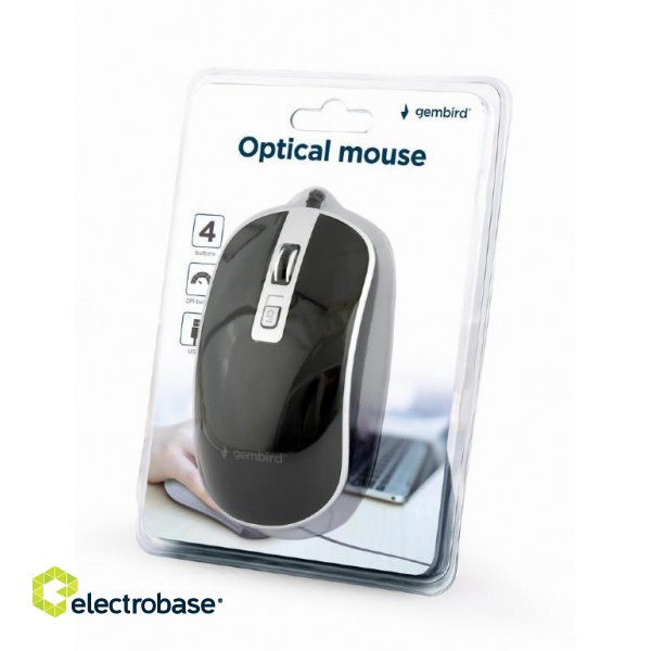 MOUSE USB OPTICAL BLACK/SILVER/MUS-4B-06-BS GEMBIRD image 4