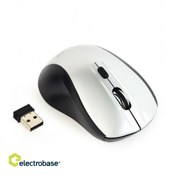 MOUSE USB OPTICAL WRL BLACK/SILVER MUSW-4B-02-BS GEMBIRD image 2