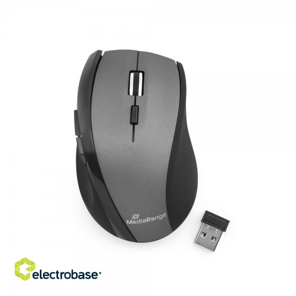 MOUSE USB OPTICAL WRL/BLACK/GREY MROS203 MEDIARANGE image 1