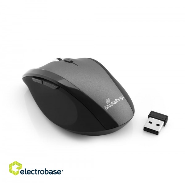 MOUSE USB OPTICAL WRL/BLACK/GREY MROS203 MEDIARANGE image 3