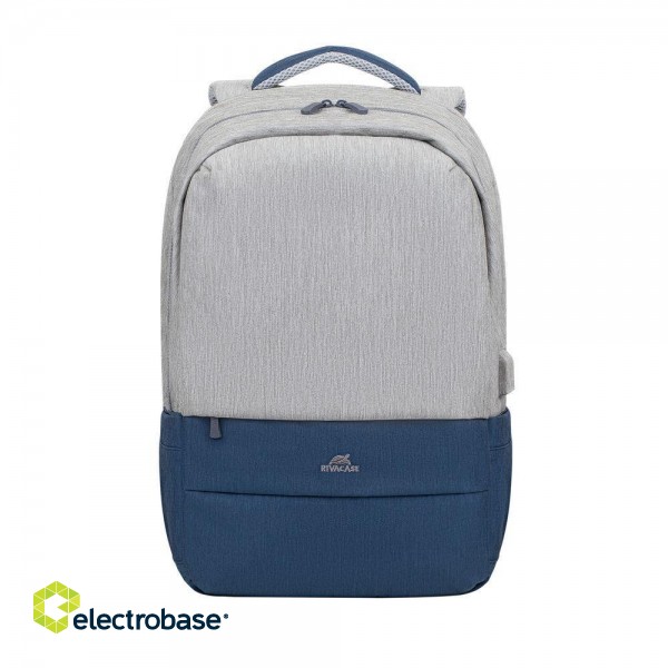 NB BACKPACK ANTI-THEFT 17.3"/7567 GREY/DARK BLUE RIVACASE image 1