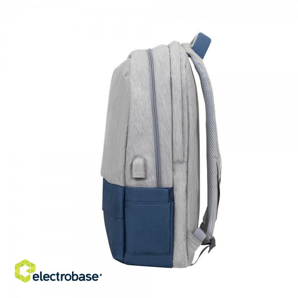 NB BACKPACK ANTI-THEFT 17.3"/7567 GREY/DARK BLUE RIVACASE image 4