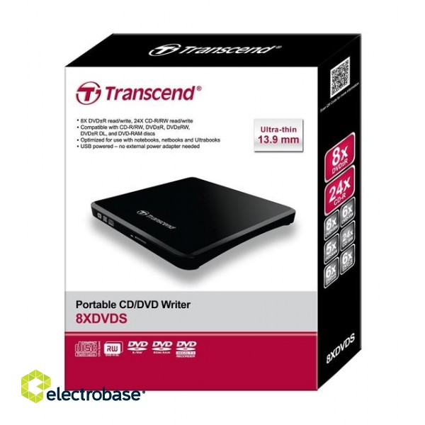 DVD RW USB2 8X EXT BLACK RTL/TS8XDVDS-K TRANSCEND фото 5