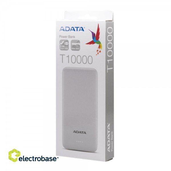 POWER BANK USB 10000MAH WHITE/AT10000-USBA-CWH ADATA image 5