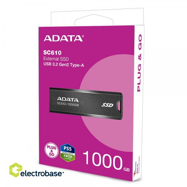 External SSD|ADATA|SC610|1TB|USB 3.2|Write speed 500 MBytes/sec|Read speed 550 MBytes/sec|SC610-1000G-CBK/RD image 7