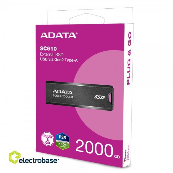 External SSD|ADATA|SC610|2TB|USB 3.2|Write speed 500 MBytes/sec|Read speed 550 MBytes/sec|SC610-2000G-CBK/RD image 10