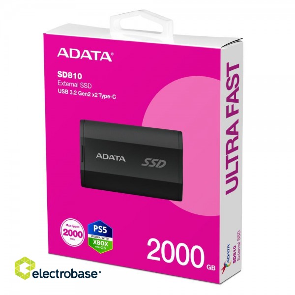 External SSD|ADATA|SD810|2TB|USB-C|Write speed 2000 MBytes/sec|Read speed 2000 MBytes/sec|SD810-2000G-CBK paveikslėlis 5