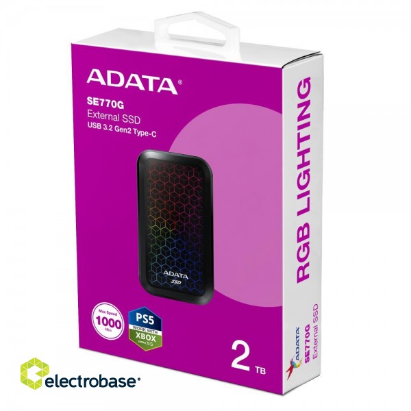 External SSD|ADATA|SE770G|2TB|USB-C|USB 3.2|Write speed 800 MBytes/sec|Read speed 1000 MBytes/sec|ASE770G-2TU32G2-CBK фото 8