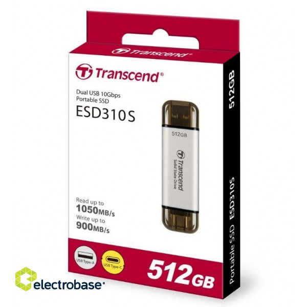 External SSD|TRANSCEND|ESD310|512GB|USB-C|USB|3D NAND|Write speed 900 MBytes/sec|Read speed 1050 MBytes/sec|TS512GESD310S фото 3