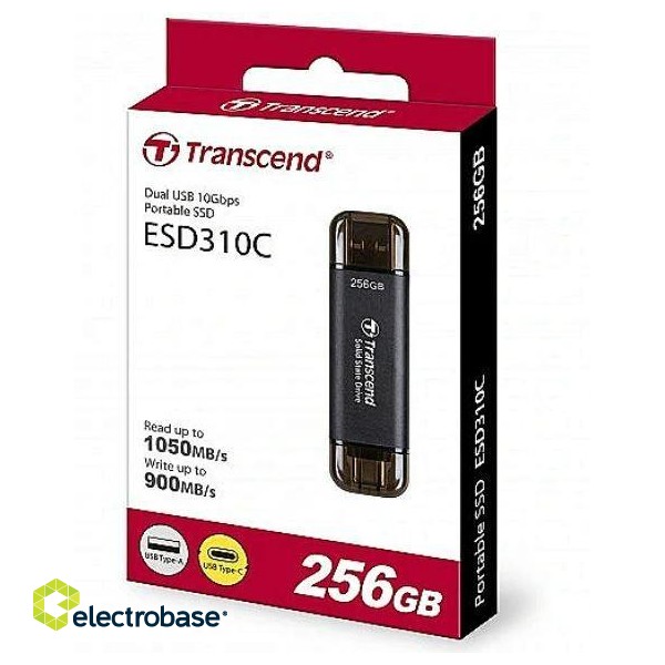 External SSD|TRANSCEND|ESD310C|256GB|USB-C|USB|3D NAND|TS256GESD310C фото 2