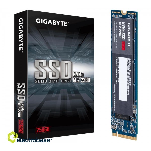 SSD|GIGABYTE|256GB|M.2|PCIE|NVMe|Write speed 1100 MBytes/sec|Read speed 1700 MBytes/sec|2.3mm|TBW 300 TB|MTBF 1500000 hours|GP-GSM2NE3256GNTD фото 1
