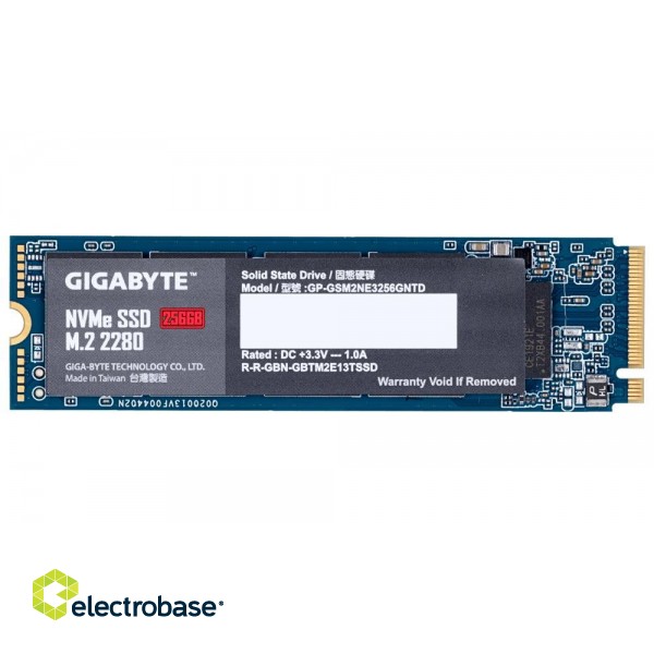 SSD|GIGABYTE|256GB|M.2|PCIE|NVMe|Write speed 1100 MBytes/sec|Read speed 1700 MBytes/sec|2.3mm|TBW 300 TB|MTBF 1500000 hours|GP-GSM2NE3256GNTD image 2