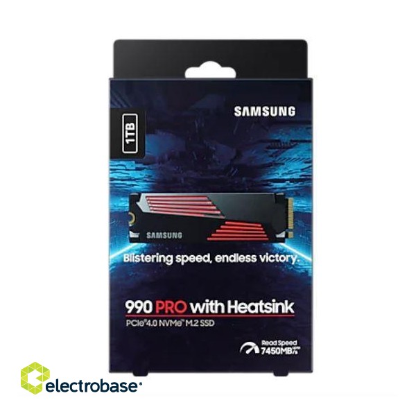 SSD|SAMSUNG|990 PRO with Heatsink|1TB|M.2|PCIE|NVMe|MLC|Write speed 6900 MBytes/sec|Read speed 7450 MBytes/sec|2.3mm|TBW 600 TB|MTBF 1500000 hours|MZ-V9P1T0GW фото 4