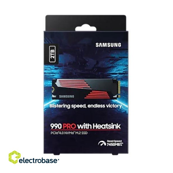 SSD|SAMSUNG|990 PRO with Heatsink|2TB|M.2|PCIE|NVMe|MLC|Write speed 6900 MBytes/sec|Read speed 7450 MBytes/sec|2.3mm|TBW 1200 TB|MTBF 1500000 hours|MZ-V9P2T0CW фото 4