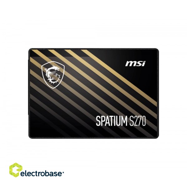 SSD|MSI|SPATIUM S270|240GB|SATA|3D NAND|Write speed 400 MBytes/sec|Read speed 500 MBytes/sec|2,5"|TBW 250 TB|MTBF 2000000 hours|S78-440N070-P83 фото 1