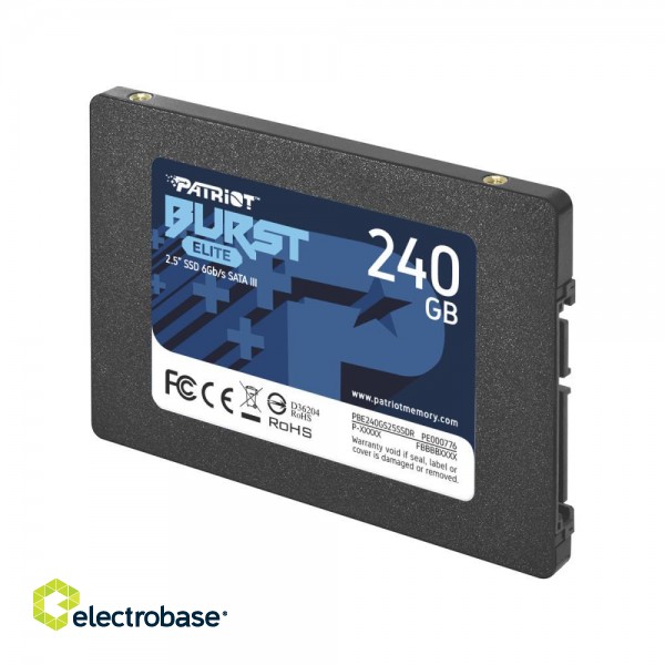 SSD|PATRIOT|Burst Elite|240GB|SATA 3.0|3D NAND|Write speed 320 MBytes/sec|Read speed 450 MBytes/sec|2,5"|TBW 100 TB|PBE240GS25SSDR фото 2