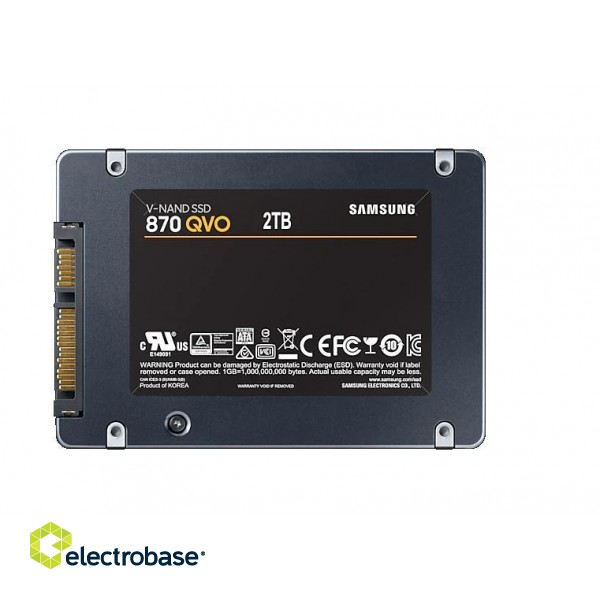 SSD|SAMSUNG|870 QVO|2TB|SATA 3.0|Write speed 530 MBytes/sec|Read speed 560 MBytes/sec|TBW 720 TB|MTBF 1500000 hours|MZ-77Q2T0BW image 2