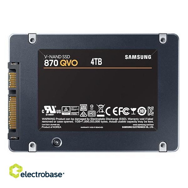 SSD|SAMSUNG|870 QVO|4TB|SATA 3.0|Write speed 530 MBytes/sec|Read speed 560 MBytes/sec|2,5"|TBW 1440 TB|MTBF 1500000 hours|MZ-77Q4T0BW image 2