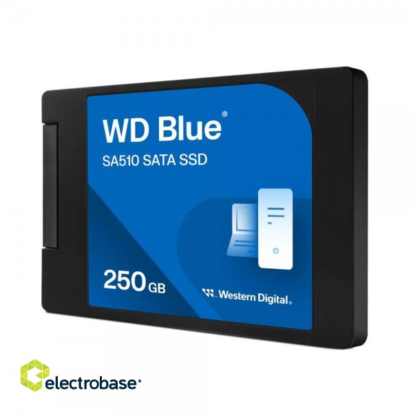 SSD|WESTERN DIGITAL|Blue SA510|250GB|SATA 3.0|Write speed 440 MBytes/sec|Read speed 555 MBytes/sec|2,5"|TBW 100 TB|MTBF 1750000 hours|WDS250G3B0A paveikslėlis 2