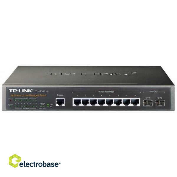 Switch|TP-LINK|Omada|TL-SG3210|Type L2|8x10Base-T / 100Base-TX / 1000Base-T|2xSFP|TL-SG3210 paveikslėlis 2