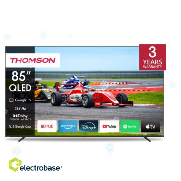 TV Set|THOMSON|85"|4K/Smart|QLED|3840x2160|Wireless LAN|Bluetooth|Google TV|Black|85QG7S14