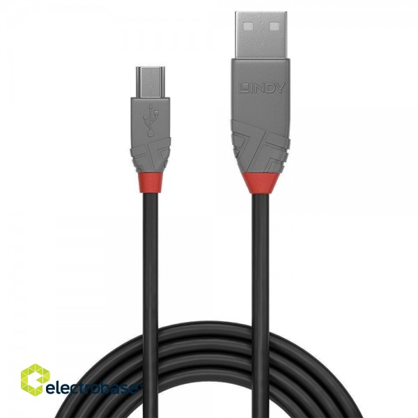 CABLE USB2 A TO MINI-B 1M/ANTHRA 36722 LINDY фото 2